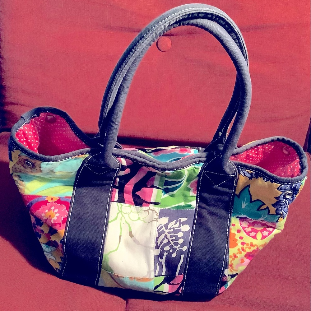 J. Crew Vibrant Multicolor Tote 
Metal Snap Buttons